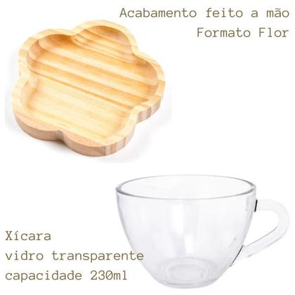 Imagem de Cj Xicaras Café Chá Chocolate Com Pires Madeira Moderno