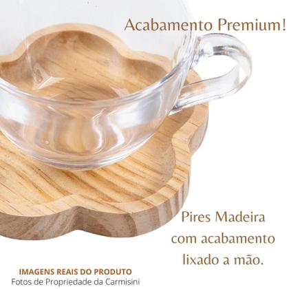 Imagem de Cj Xicaras Café Chá Chocolate Com Pires Madeira Moderno