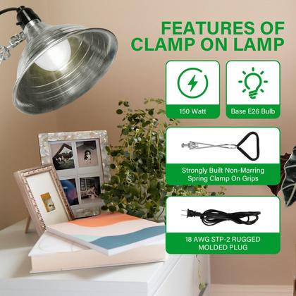 Imagem de Clamp Lamp Light Socket Simple Deluxe com refletor de 8,5 polegadas, pacote com 4
