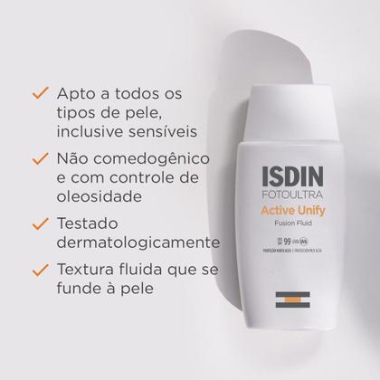 Imagem de Clareador e Protetor Solar ISDIN Active Unify sem cor FPS99