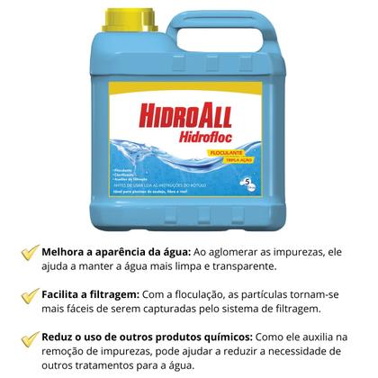 Imagem de Clarificante Hidrofloc Floculante Hidroall Galão 5 litros