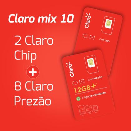 Imagem de CLARO Chip Kit 10 unidades 2 sem recarga e 8 com recarga