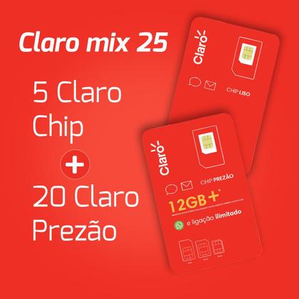 Imagem de CLARO Chip Kit 25 5 sem recarga e 20 com recarga
