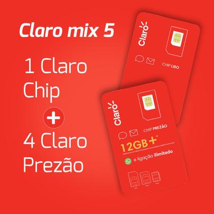 Imagem de CLARO Chip Kit 5 unidades 1 sem recarga e 4 com recarga