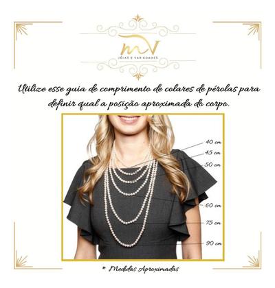 Imagem de Clássico Colar Pérolas Brancas Fecho Ouro Casual Chic Social Creme