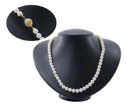 Imagem de Clássico Colar Pérolas Brancas Fecho Ouro Casual Chic Social Creme