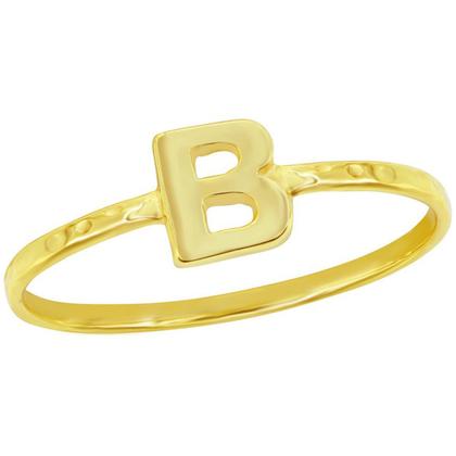 Imagem de Clássico W-2819-8 Unisex Gold Tone B Anel Martelado Inicial, S