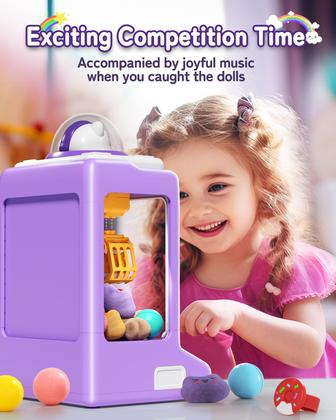 Imagem de Claw Machine Jovow Mini Vending com moedas de jogo e 30 brinquedos para crianças