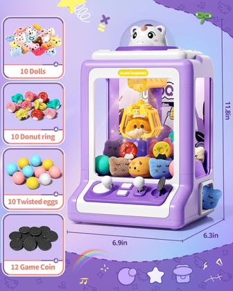 Imagem de Claw Machine Jovow Mini Vending com moedas de jogo e 30 brinquedos para crianças