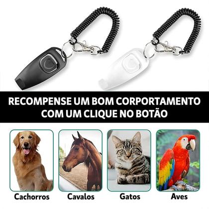Imagem de Clicker e Apito Comando Adestramento Treinamento 2 em 1 Com Alça de Mão Cão Dog Pet Gato Cachorro