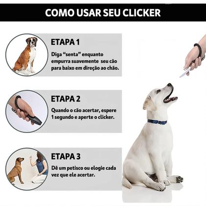 Imagem de Clicker e Apito Comando Adestramento Treinamento 2 em 1 Com Alça de Mão Cão Dog Pet Gato Cachorro