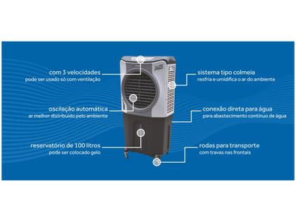 Imagem de Climatizador 100l climatiza resfria ventila  60m² 127v