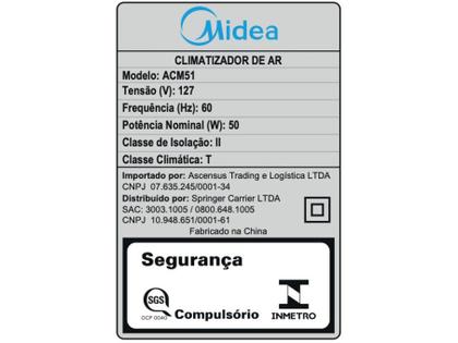 Imagem de Climatizador de Ar Frio Midea 5 Litros Branco ACM51 127V