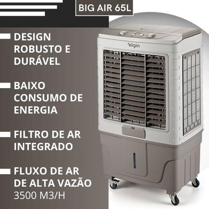 Imagem de Climatizador de Ar Industrial Elgin 182W Big Air 65L 3 Velocidades Timer 220v