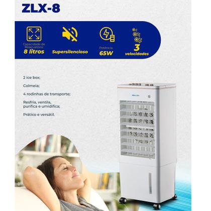 Imagem de Climatizador de Ar Portátil Umidificador 8 Litros 4 Funções 65w Zellox