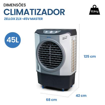 あま Climatizador De Ar Portátil 45 Litros Evaporativo Zlx-45 Master