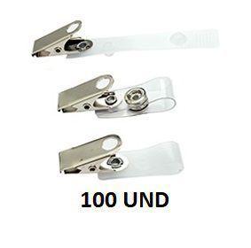 Imagem de Clip Jacaré ou Clip com Alça Leitosa para Crachá 50und