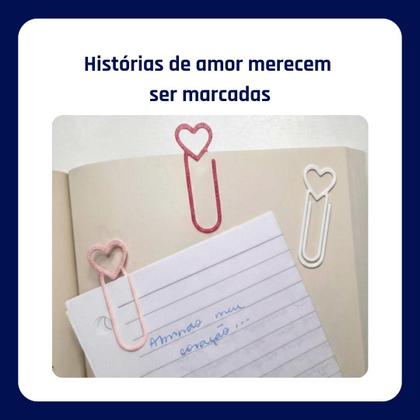 Imagem de Clip Marcador de Página Coração  Presente Criativo para Livros e Papelaria  Kit 15 Unidades