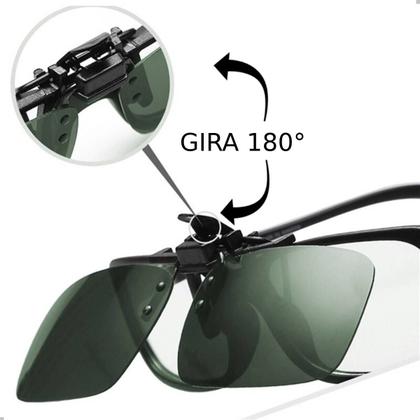 Imagem de Clip On Oculos De Sol Para Sobrepor Oculos De Grau Uv 100% Lente Verde