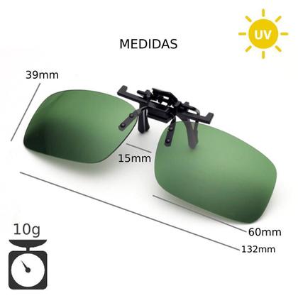 Imagem de Clip On Para Oculos De Grau Ideal Para Dirigir Praia Pescar Lente Verde