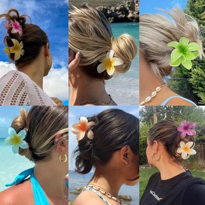 Imagem de Clipes de cabelo Sisiaipu Hawaiian Flower, pacote com 6 para mulheres e meninas