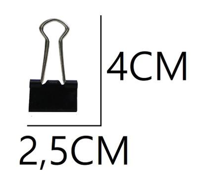 Imagem de Clips Prendedor de Metal Preto 2,5CM com 12 peças