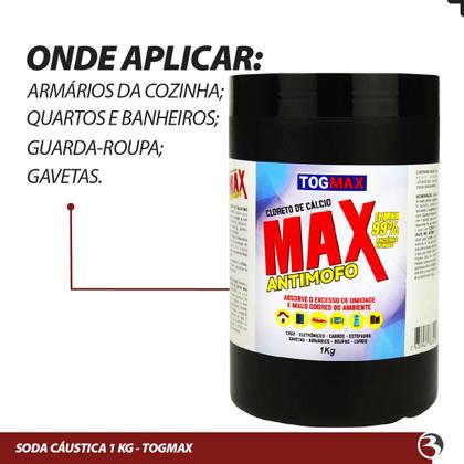 Imagem de Cloreto De Cálcio Antimofo Odores Fungos 1kg P/ Roupas Eletrônicos Carros Sofas - Togmax
