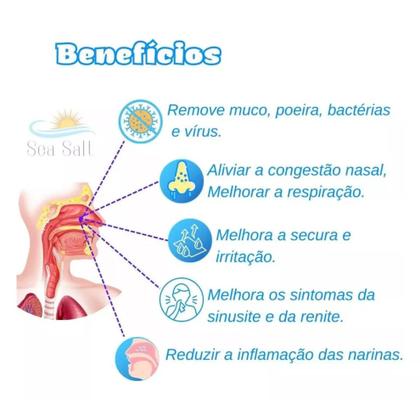 Imagem de Cloreto De Sódio 1kg Lavagem Nasal Soro Pó Kit Com 2 Potes