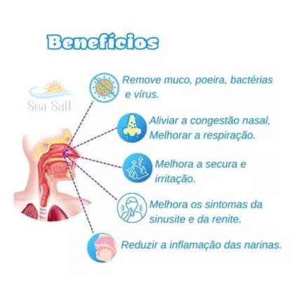 Imagem de Cloreto De Sódio Lavagem Nasal Kit C/60 com Soro Nasal 500g