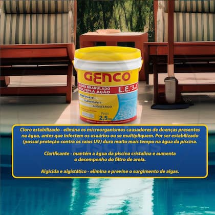 Imagem de Cloro Genco De Piscina Multipla Ação 3 em 1 Balde Pequeno 2,5kg