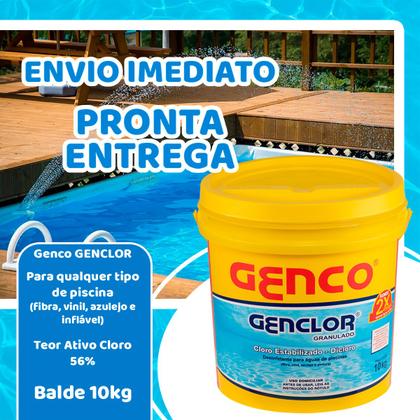 Imagem de Cloro Genco Genclor Piscinas Concentrado Granulado Estabilizado Puro Balde 10kg