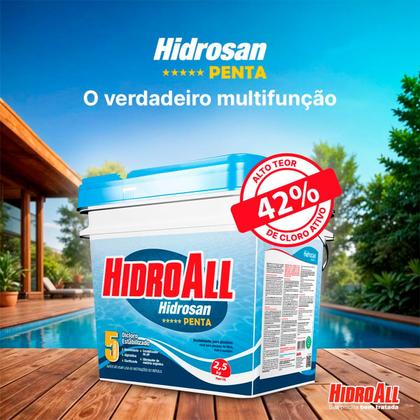 Imagem de Cloro Hidrosan Penta 5 em 1 Multiação 2,5kg Hidroall Piscinas Granulado Estabilizado