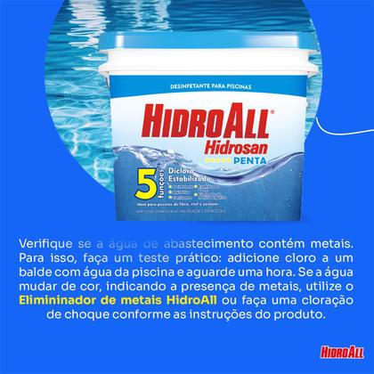 Imagem de Cloro Hidrosan Penta 5 em 1 Multiação 2,5kg Hidroall Piscinas Granulado Estabilizado