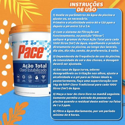 Imagem de Cloro Pace Ação Total Hth Granulado 7 em 1 Para Piscinas Balde 10kg