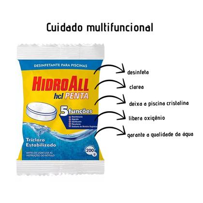 Imagem de Cloro Pastilha HidroAll Penta 5 Em 1 Hcl 10 Unidades 200g