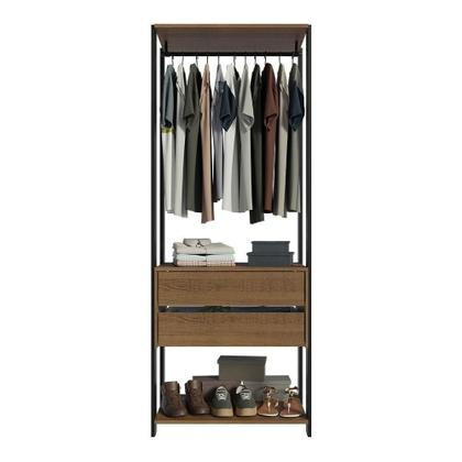 Imagem de Closet Aberto Guarda-roupa 2 Gavetas 70cm Madesa Rustic/Preto
