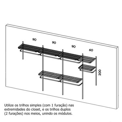 Imagem de Closet Aramado - Linear CLR192 - 3,40m Smart Black