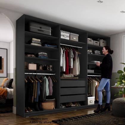 Imagem de Closet Casal 100% MDF BP 237cm 3 Gavetas Monreale Preto