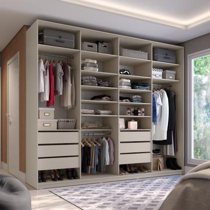 Imagem de Closet Casal 100% MDF BP 277cm 6 Gavetas Sion Bege
