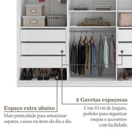 Imagem de Closet Casal 100% MDF BP 277cm 6 Gavetas Sion