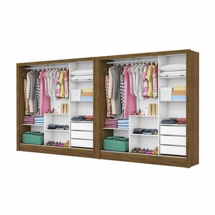 Imagem de Closet Casal Duplo Dubai 6 Portas Com Espelho 6 Gavetas Cinamomo Com Off White