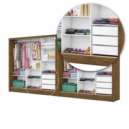 Imagem de Closet Casal Duplo Dubai 6 Portas Com Espelho 6 Gavetas Cinamomo Com Off White