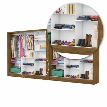 Imagem de Closet Casal Duplo Fortaleza 6 Portas Plus 12 Prateleiras Cinamomo Com Off White