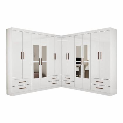 Imagem de Closet Casal Duplo Lu 12 Portas Com Espelho 8 Gavetas