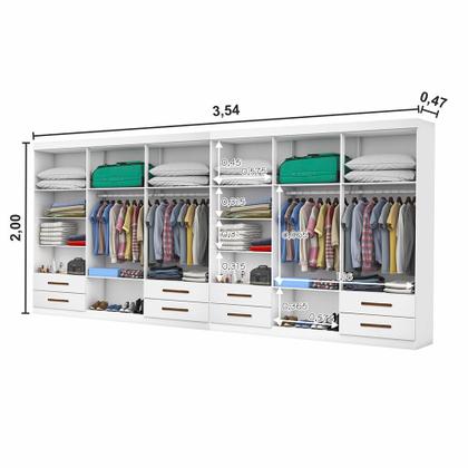 Imagem de Closet Casal Duplo Lu 12 Portas Com Espelho 8 Gavetas