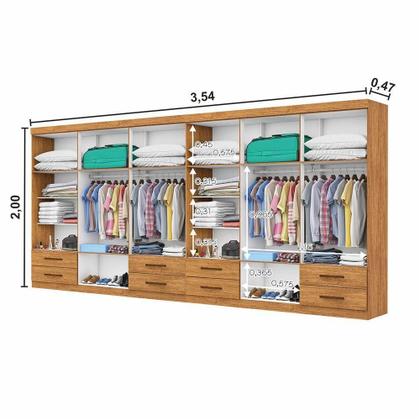 Imagem de Closet Casal Duplo Lu 12 Portas Com Espelho 8 Gavetas Cinamomo