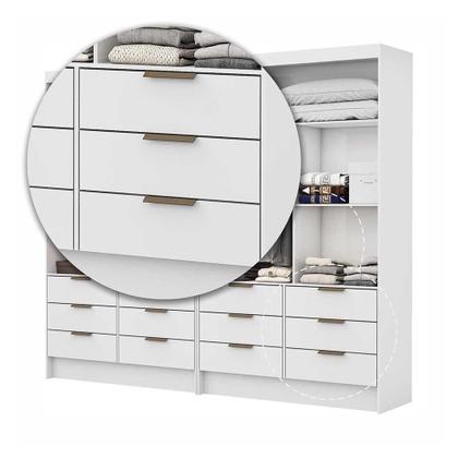 Imagem de Closet Casal Duplo Sevilha Premium Com 12 Gavetas Branco