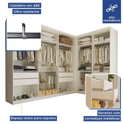 Imagem de Closet Casal França sem Portas 2 Módulos 6 Gavetas Minastex