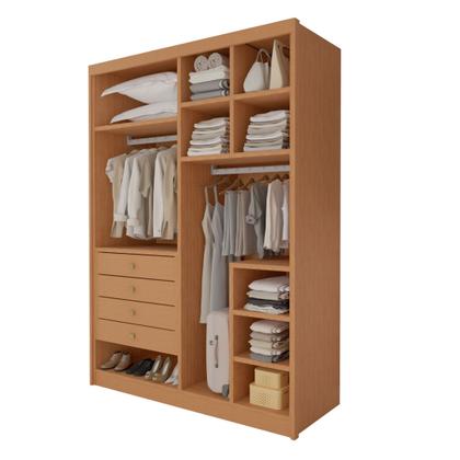Imagem de Closet Casal sem Portas 4 Gavetas 100% MDF Eloá Cinamomo Marrom