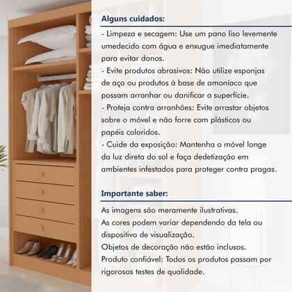 Imagem de Closet Casal sem Portas 4 Gavetas 100% MDF Eloá Cinamomo Marrom